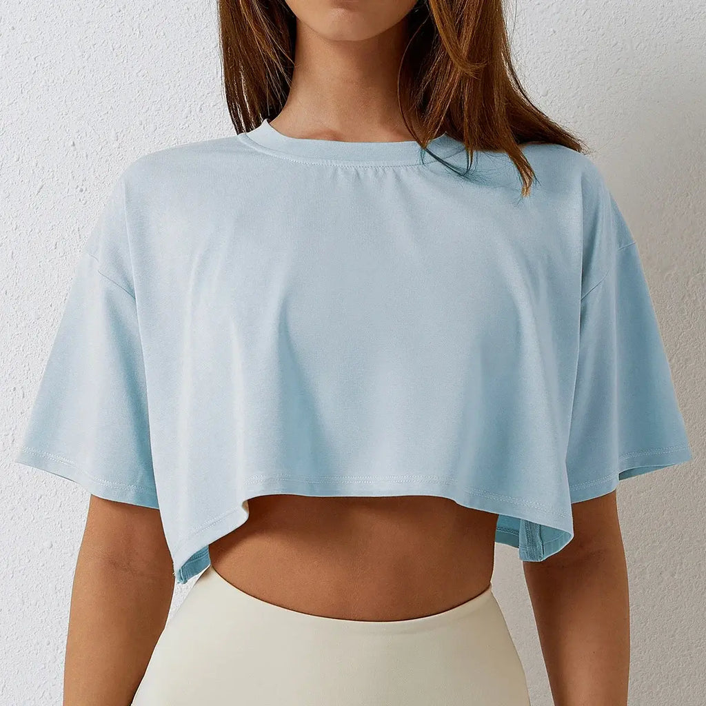 New Sport T-Shirt: Loose Cotton Crop Top for Dance & Gym